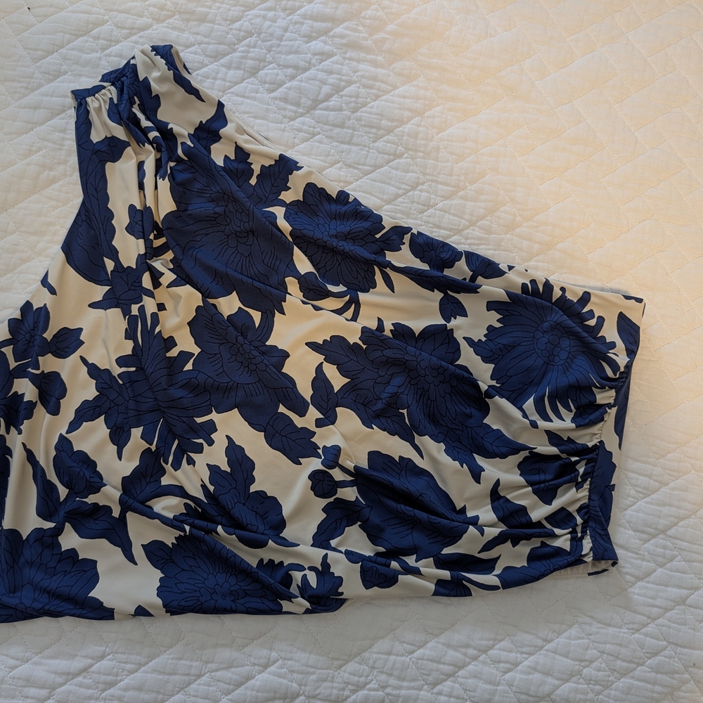 H&M Blue Floral One-Shoulder Blouse